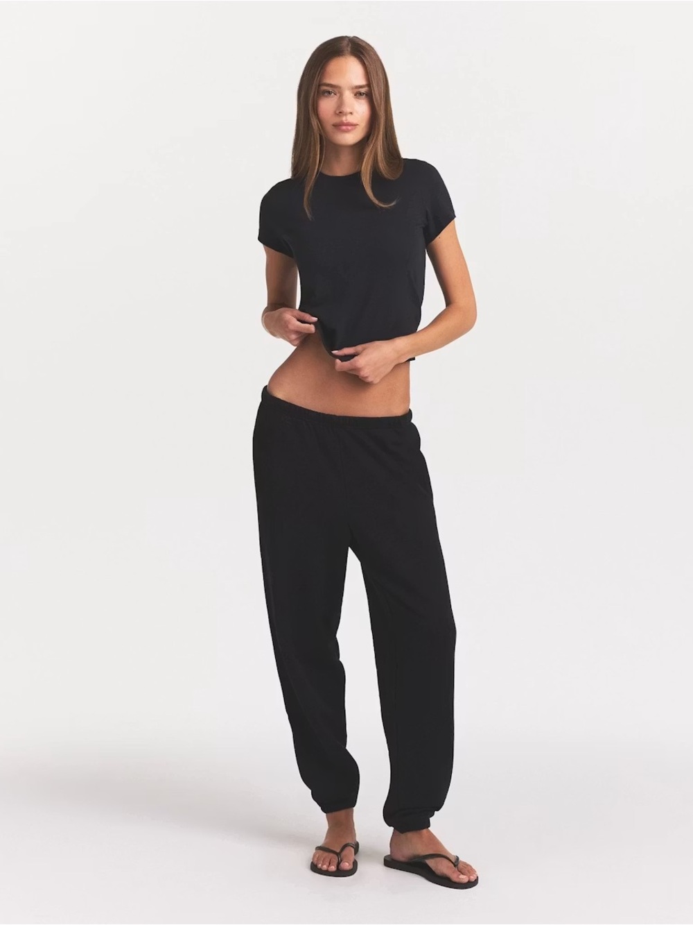 Skims Cotton Fleece Classic Joggers In Onyx - Picture 1 of 5